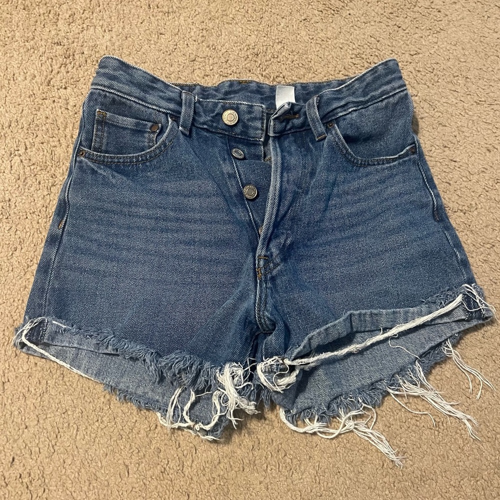 &Denim High Waisted Button Up Jean Shorts - image 1